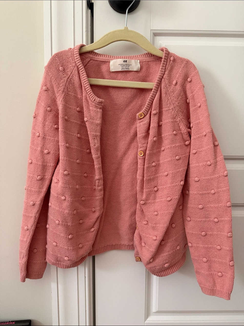 H&M Dusty Rose Pom-Pom Knit Cardigan